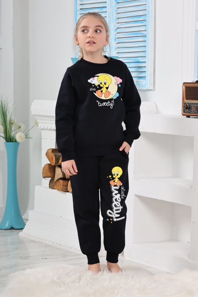 Kapitex 6182 Kız Çocuk Twety Baskılı Uzun Kol Pijama Takımı