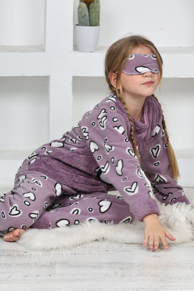 Kapitex 4994 Kız Çocuk Penguenli Polar Uzun Kol Pijama Takımı