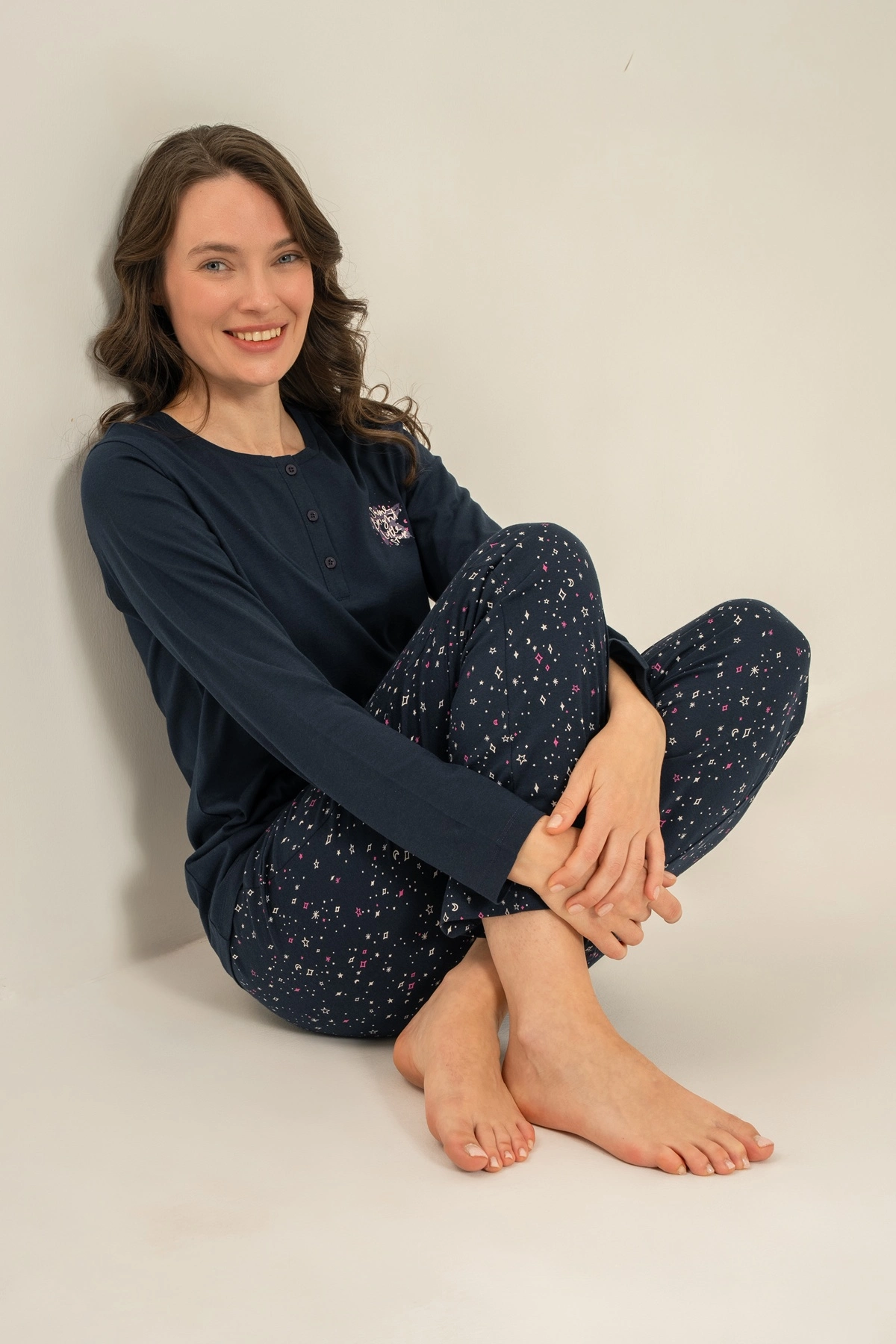 Arnetta  Ar3775-S  Kadın Uzun Kollu Pijama Takım