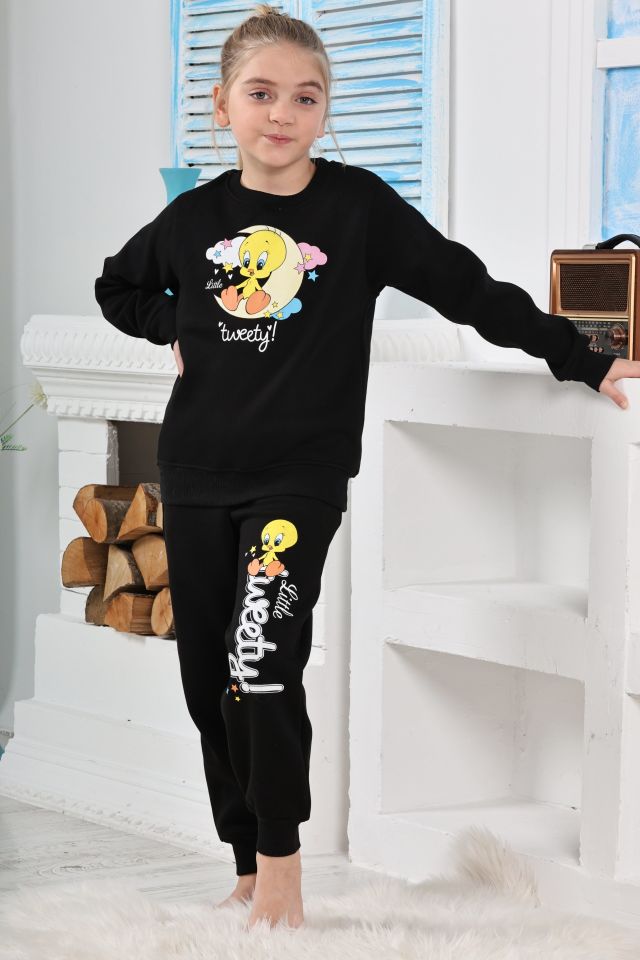 Kapitex 6181 Kız Çocuk Twety Baskılı Uzun Kol Pijama Takımı