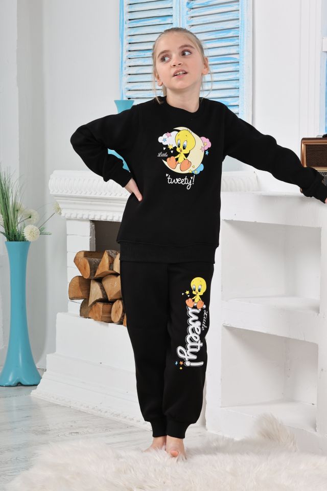 Kapitex 6181 Kız Çocuk Twety Baskılı Uzun Kol Pijama Takımı