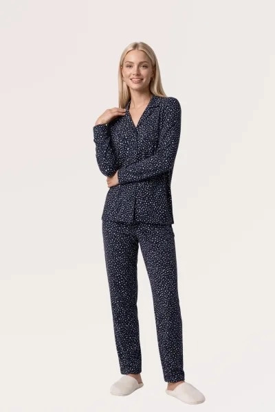 Pjs 30182 Kadın Uzun Kol Önden Düğmeli Pijama Takımı