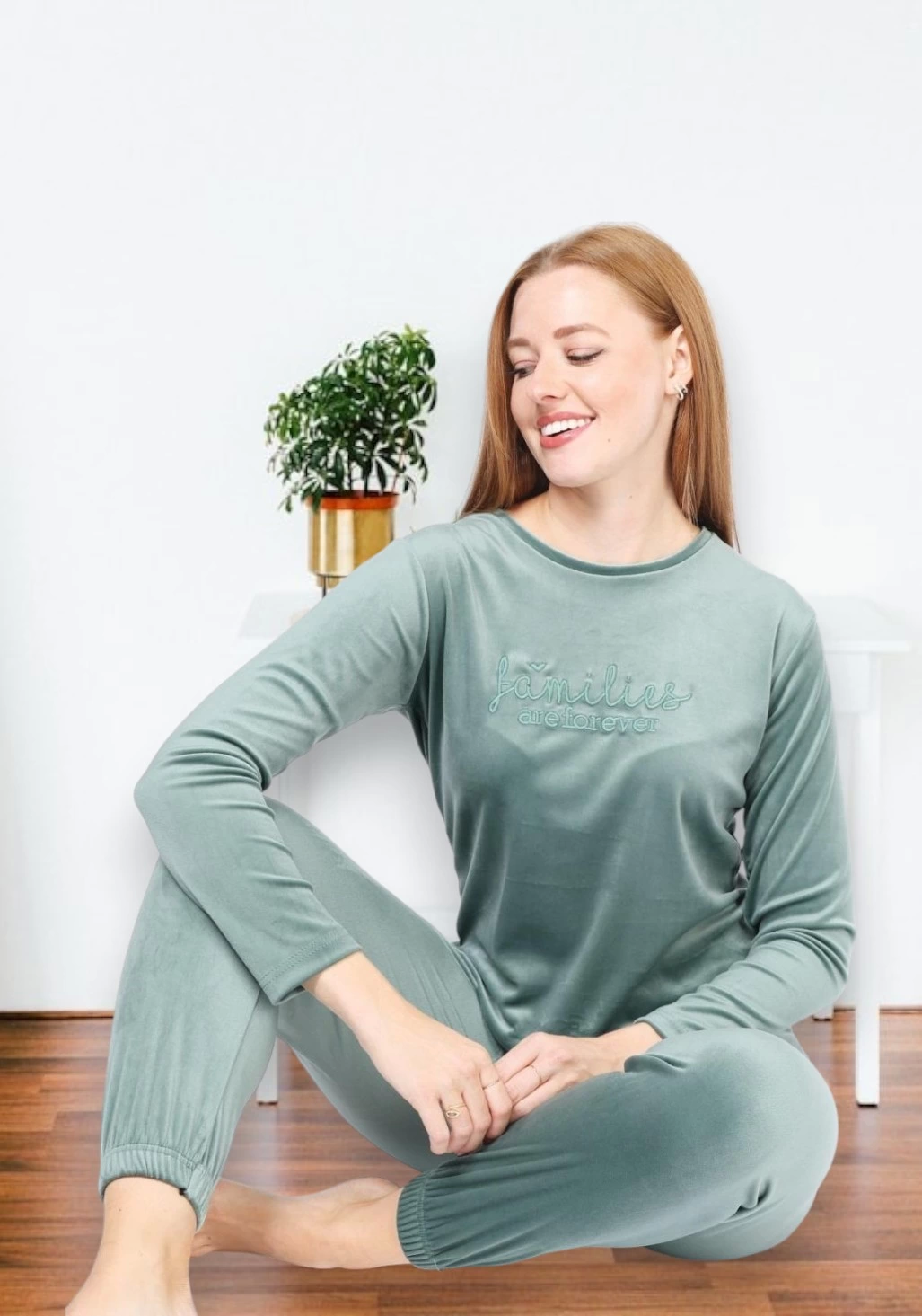 Good Night 2553-27 Kadın Kadife Uzun Kol Pijama Takımı