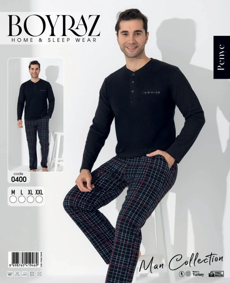 Boyraz 0400 Erkek Uzun Kol Pijama Takımı