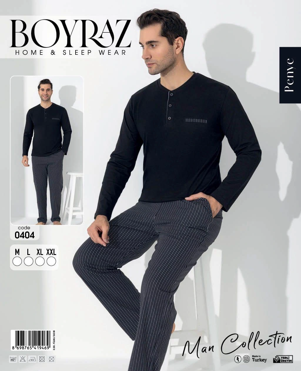 Boyraz 0404 Erkek Uzun Kol Pijama Takımı