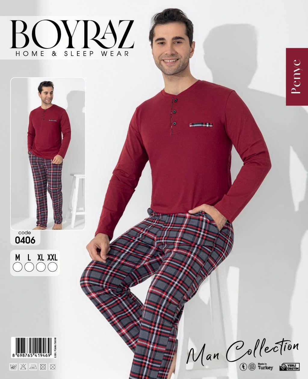 Boyraz 0406 Erkek Uzun Kol Pijama Takımı