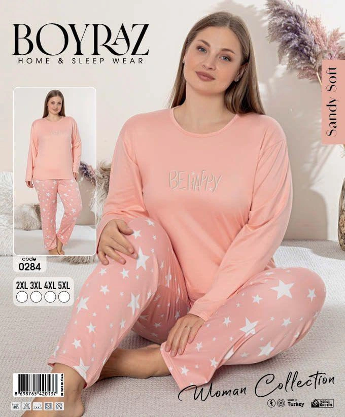 Boyraz 0284 Kadın Sandy Battal Uzun Kol Pijama Takımı