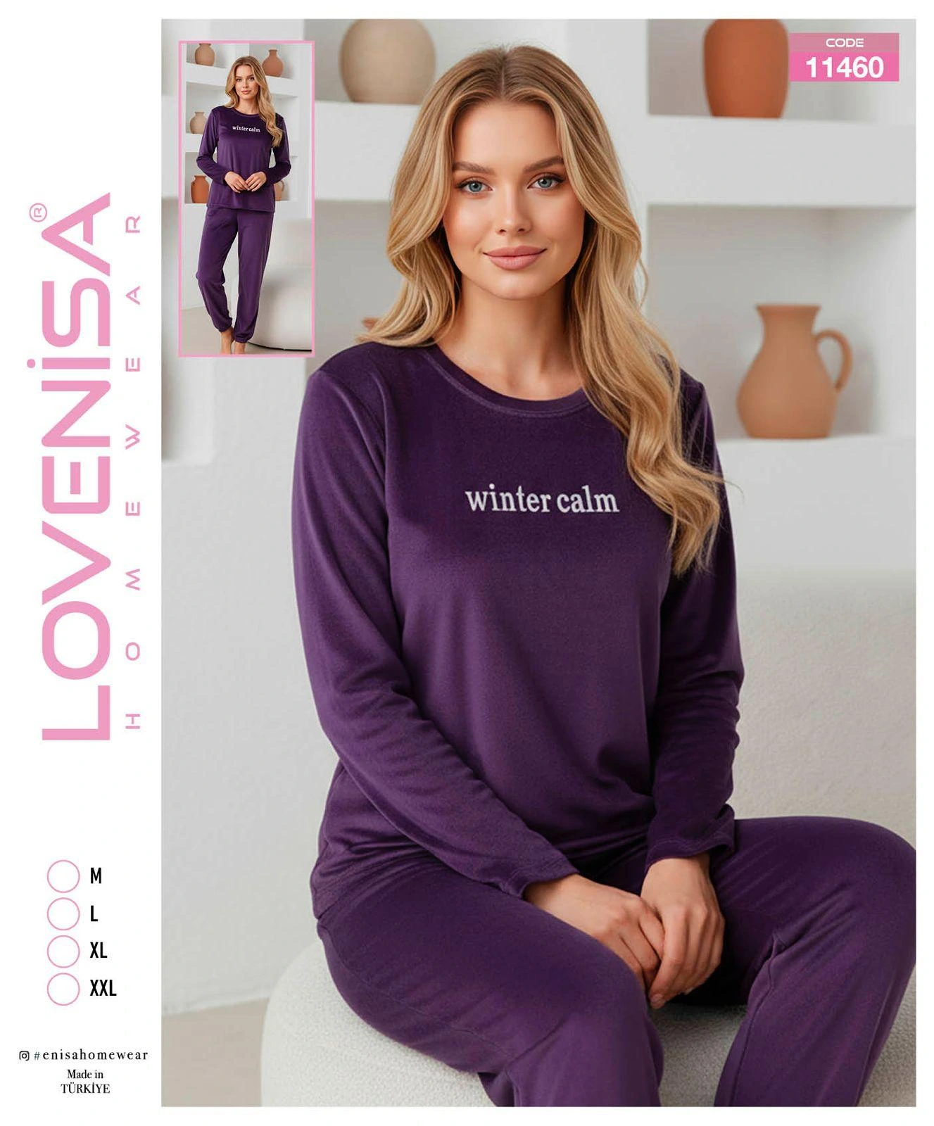 Lovenisa 11460 Kadın Kadife Uzun Kol Pijama Takımı