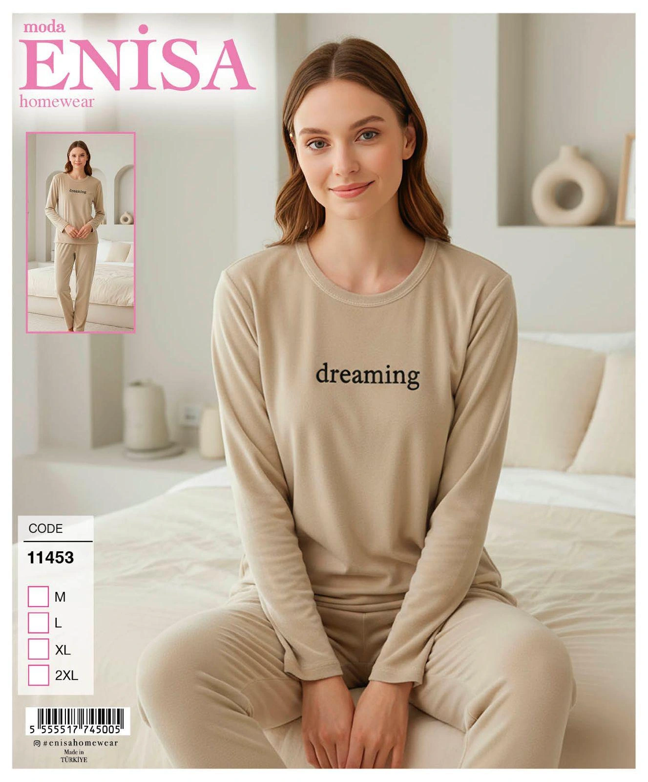 Lovenisa 11454 Kadın Kadife Uzun Kol Pijama Takımı