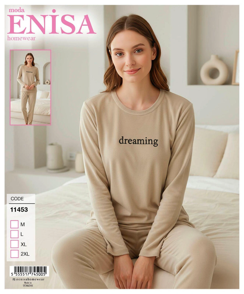 Lovenisa 11453 Kadın Kadife Uzun Kol Pijama Takımı