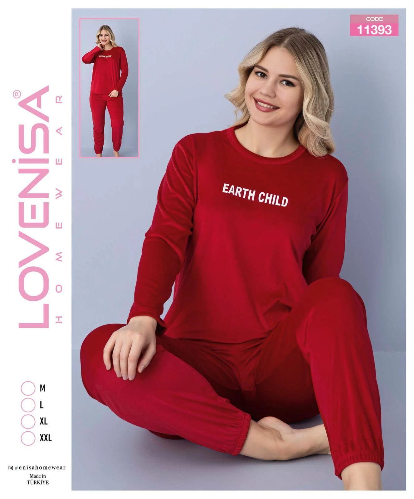 Lovenisa 11393 Kadın Kadife Uzun Kol Pijama Takımı
