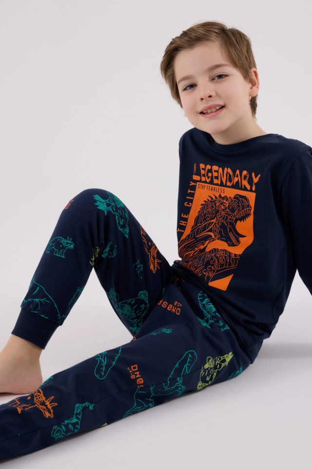 RolyPoly 3671-G Erkek Çocuk Uzun Kol Pijama Takım