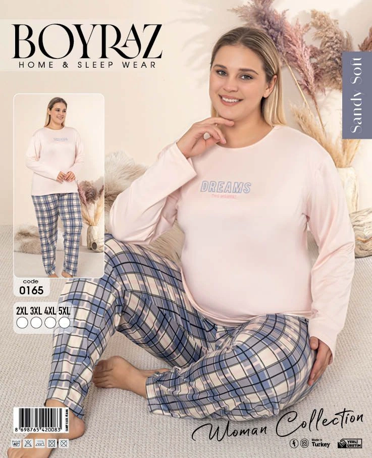 Boyraz 0165 Kadın Sandy Battal Uzun Kol Pijama Takımı