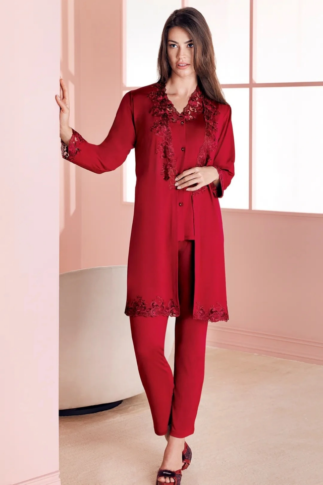 Espuar 752 Penye 3'lü Sabahlık Pijama Takımı