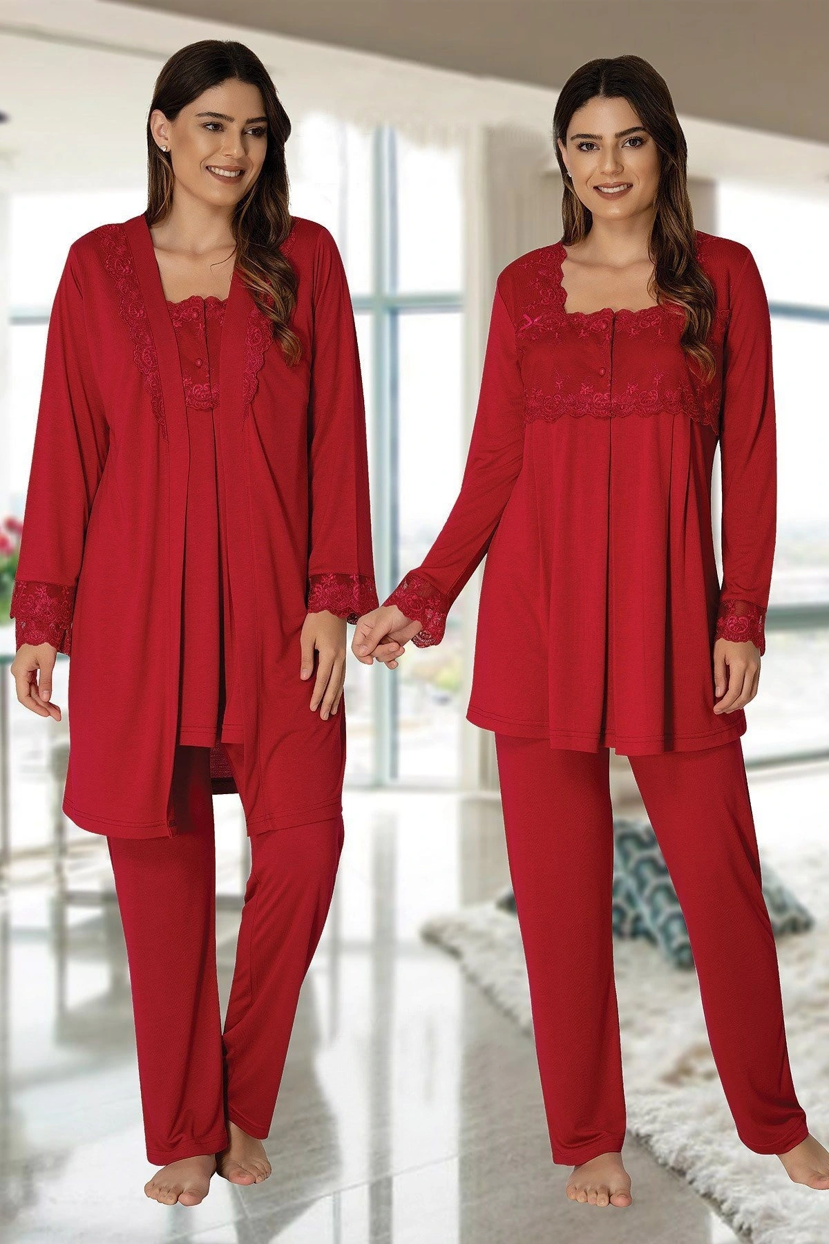 Effortt 2401  Sabahlıklı Lohusa Pijama Takımı