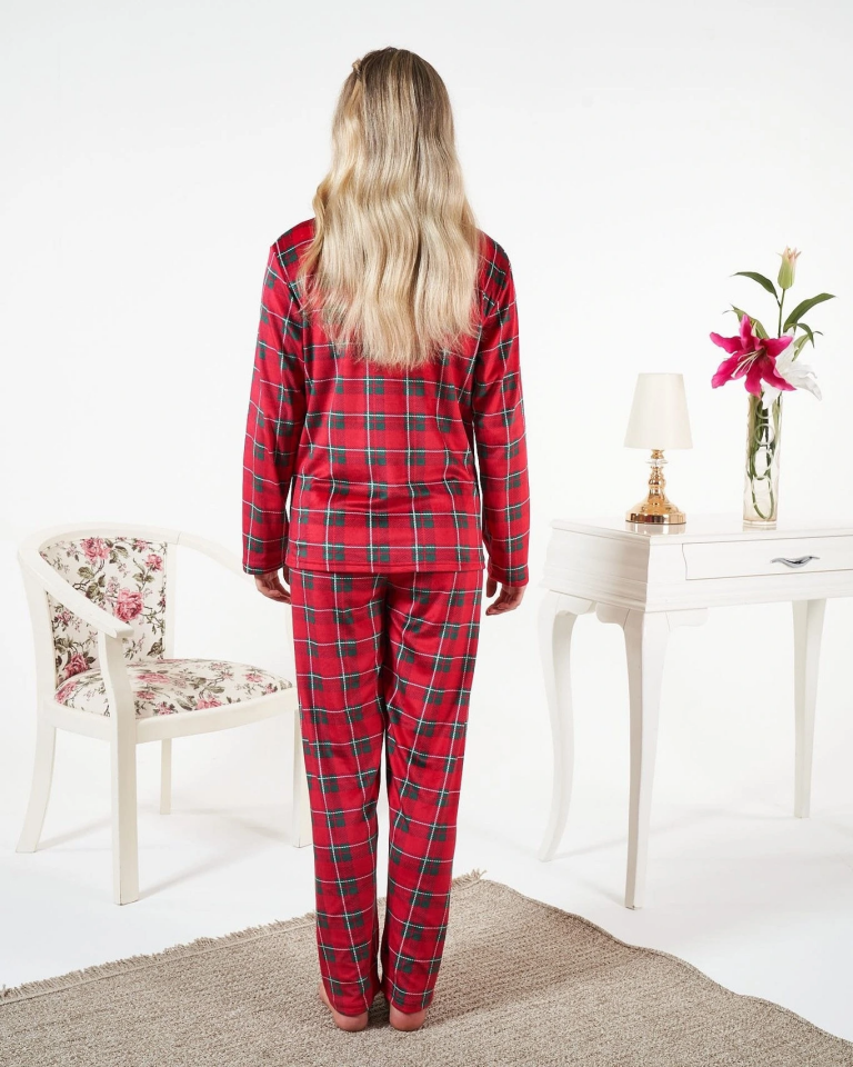 Estiva 25363 Gömlek Yaka Kadife Pijama Takımı