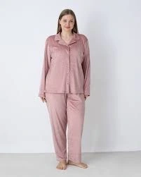 Estiva 25371 Gömlek Yaka Battal Kadife Pijama Takımı