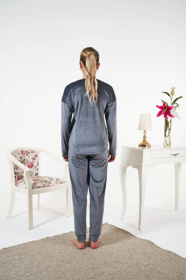 Estiva 25383 Uzun Kol Kadife Pijama Takımı
