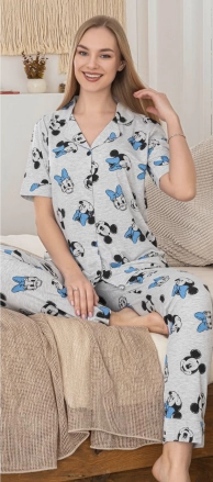 Alissa 6283 Kadın Mickey Mouselu Patlı Pijama Takımı