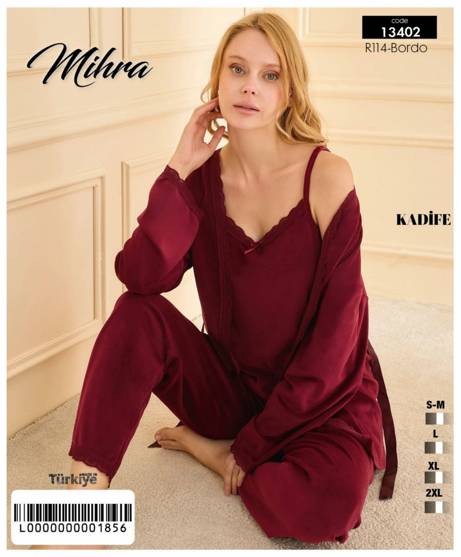 Mihra 13402 Kadın Kadife 3'Lü Pijama Takımı