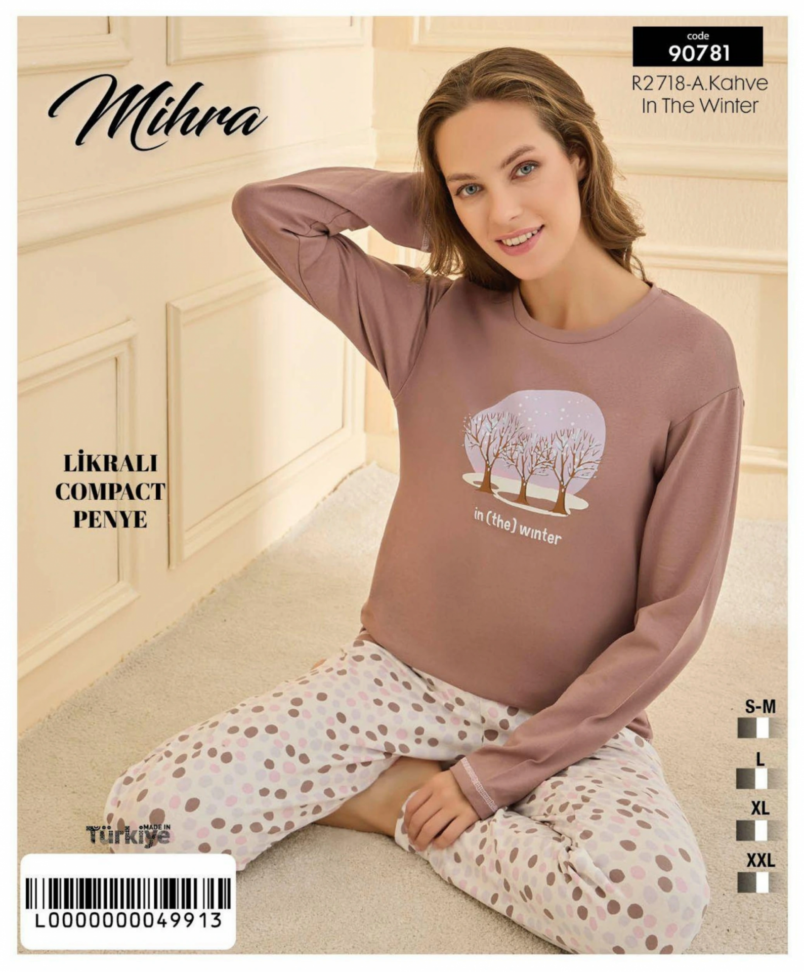 Mihra 90781 Kadın Ayıcıklı Uzun Kol Pijama Takımı