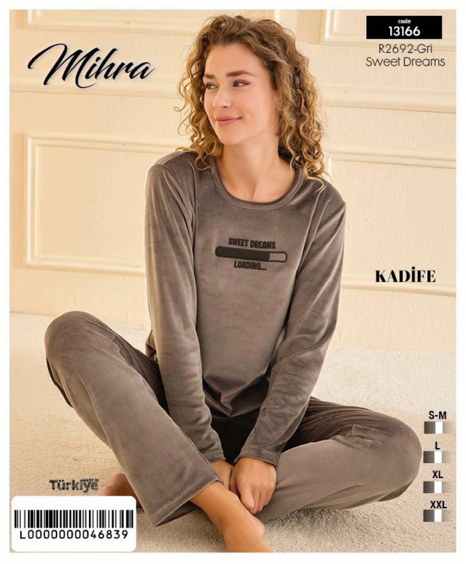 Mihra 13166 Kadın Kadife Uzun Kol Pijama Takımı