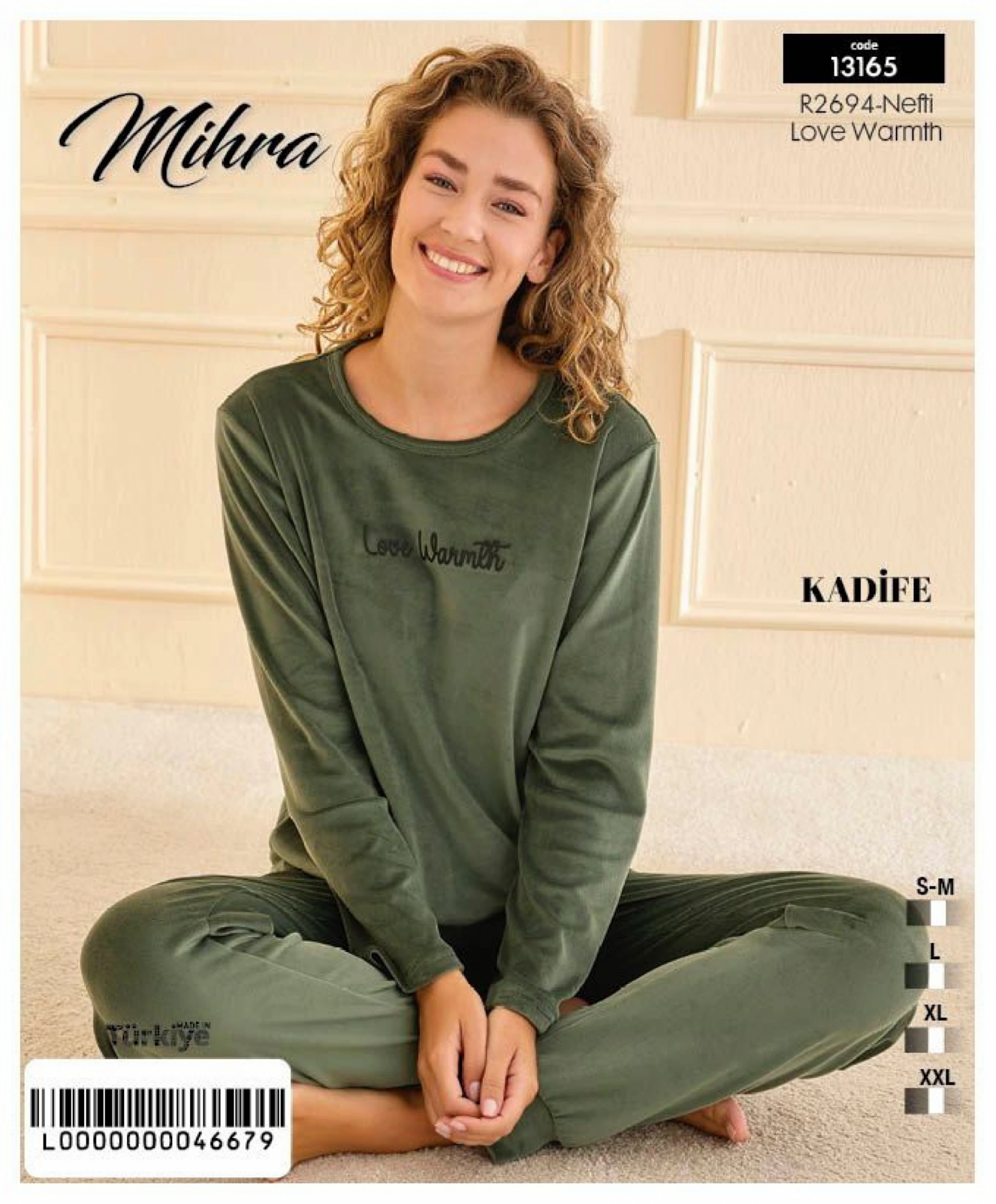 Mihra 13165 Kadın Kadife Uzun Kol Pijama Takımı