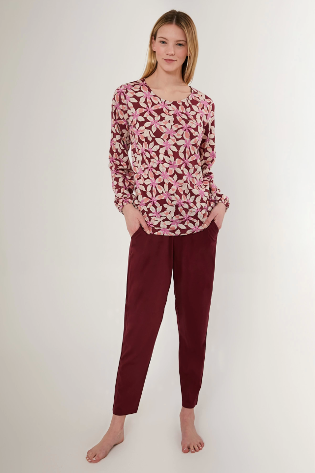 Arnetta 2639-S Çiçek Desenli Kadın Uzun Kollu Pijama Takımı