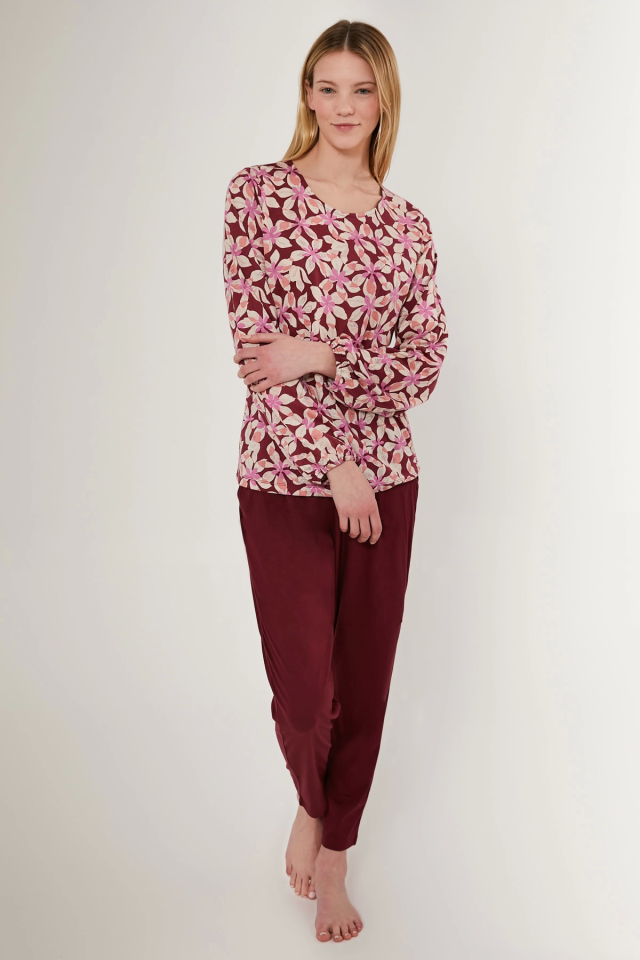 Arnetta 2639-S Çiçek Desenli Kadın Uzun Kollu Pijama Takımı