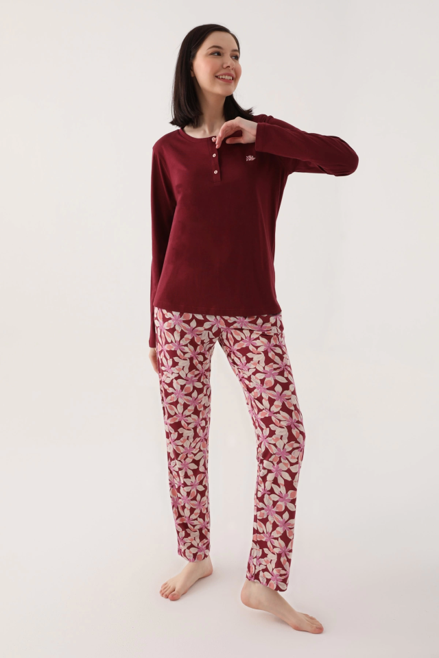 Arnetta 2638-S Desenli Kadın Uzun Kollu Pijama Takımı