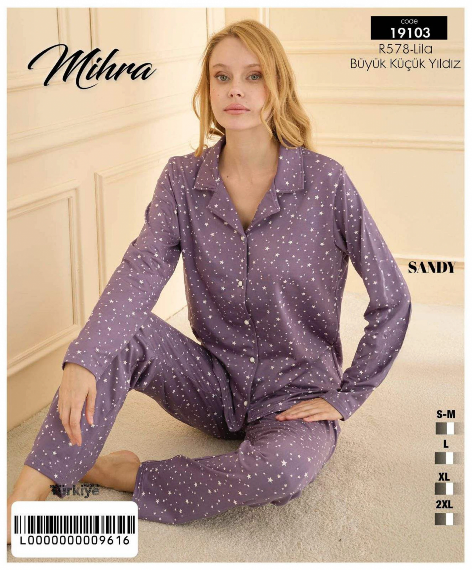 Mihra 19103 Kadın Düğmeli Uzun Kol Pijama Takımı