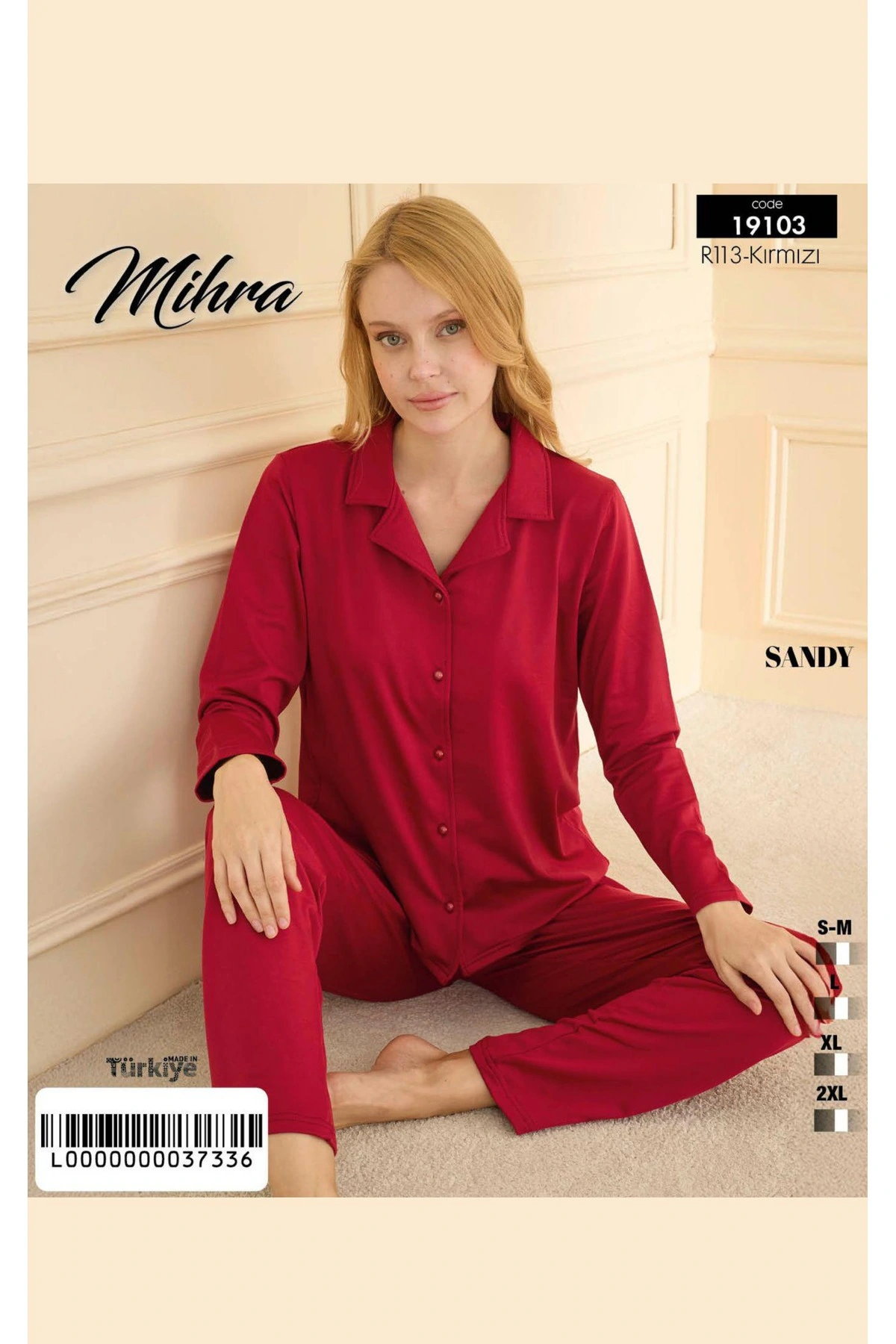 Mihra 19103 Kadın Düğmeli Uzun Kol Pijama Takımı