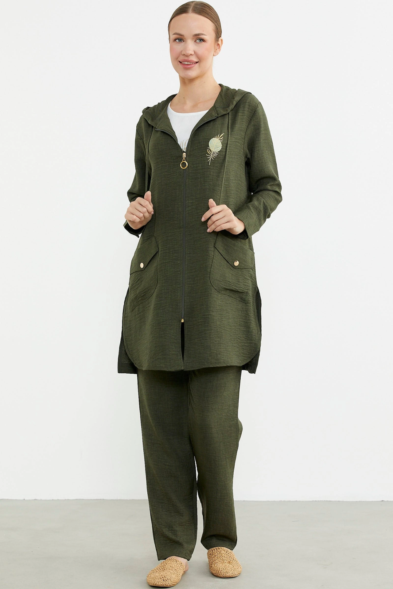 Sementa 76473 Büyük Beden Keten Görünümlü Üçlü Takım