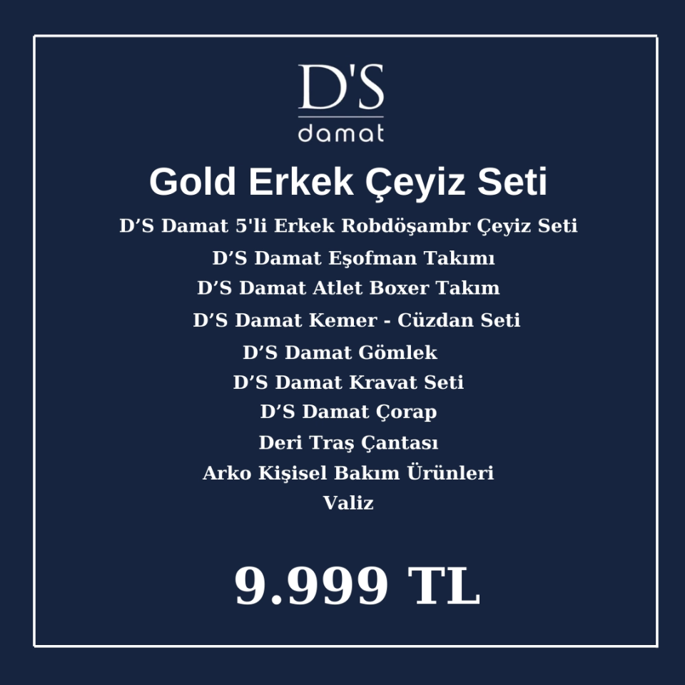 D'S Damat 25 Parça Gold Erkek Çeyiz Seti Paketi