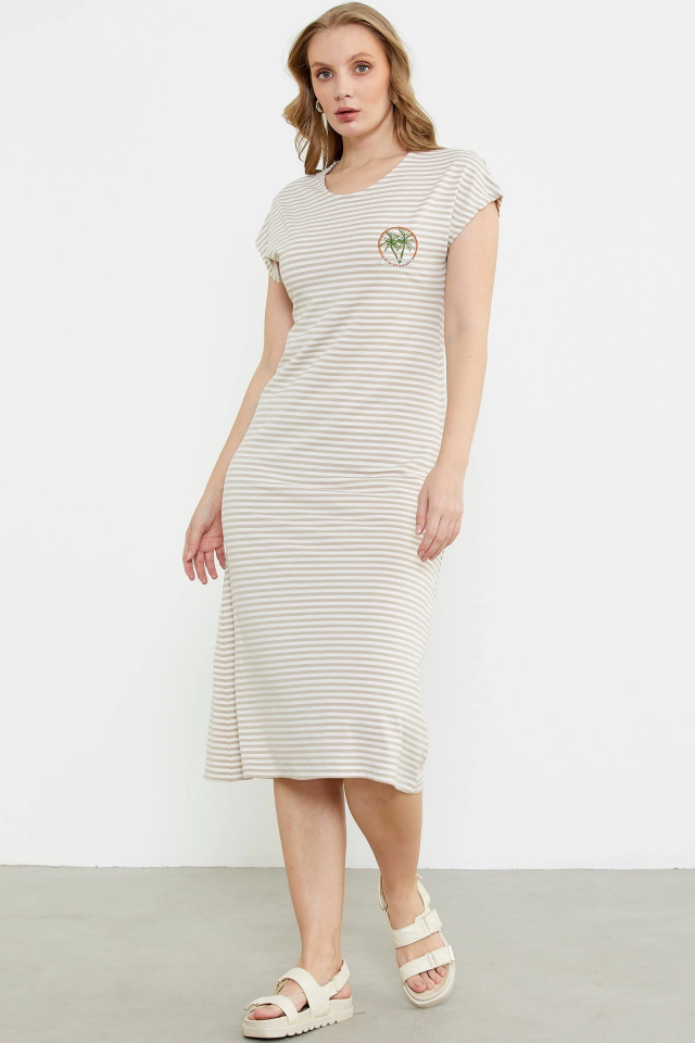 Sementa 77489 Nakış Detaylı Marine Penye Elbise